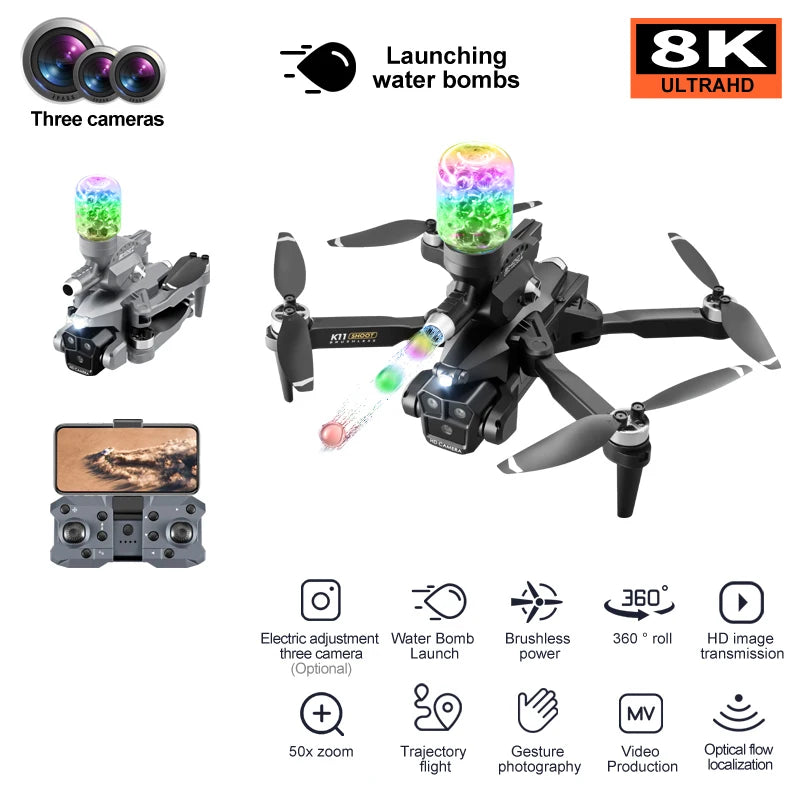 8K Mini Drone Paintball Launcher