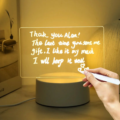 Erasable message board and creative bedside lamp